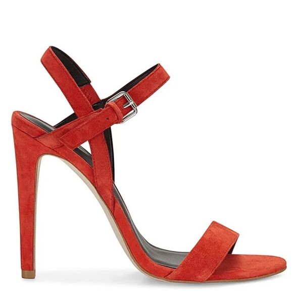 Rebecca Minkoff "Rosie" Orange Suede Heeled Sandals - Picture 1 of 7